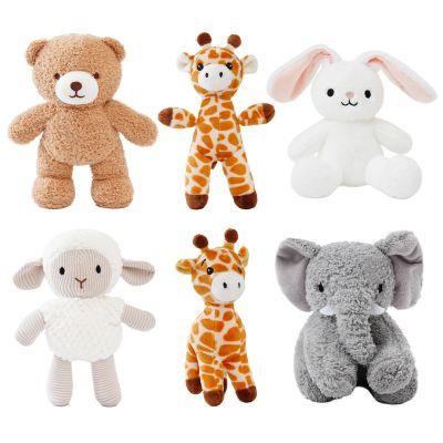 AmyToo 6 Pcs Stuffed Animals Bulk, 8 Inch Small Stuffed Safari Animals, Zoo Stuffed Animals Set (Sheep Elephants Bear Giraffe Bunny) Baby Shower Party Decor, Easter Gift for Classroom Kids, Girls