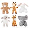 AmyToo 6 Pcs Stuffed Animals Bulk, 8 Inch Small Stuffed Safari Animals, Zoo Stuffed Animals Set (Sheep Elephants Bear Giraffe Bunny) Baby Shower Party Decor, Easter Gift for Classroom Kids, Girls view 1