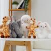 AmyToo 6 Pcs Stuffed Animals Bulk, 8 Inch Small Stuffed Safari Animals, Zoo Stuffed Animals Set (Sheep Elephants Bear Giraffe Bunny) Baby Shower Party Decor, Easter Gift for Classroom Kids, Girls view 2