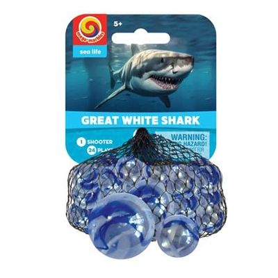 Great White Shark Marble Net 25 Piece Set - 24 Player Marbles & 1 Shooter Marble