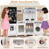 HONEY JOY Corner Play Kitchen, Large Wooden Pretend Toy Kitchen Set w/Lights, Ice & Coffee Maker, Range Hood, Chalkboard, Microwave, Cookware, Little Chef Kids Kitchen Playset for Toddlers (White) view 3