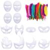 12-Pack Blank Diy Party Masks For Costumes With 50 Faux Feathers For Crafting view 3