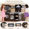 HONEY JOY Corner Play Kitchen, Large Wooden Pretend Toy Kitchen Set w/Lights, Ice & Coffee Maker, Range Hood, Chalkboard, Microwave, Cookware, Little Chef Kids Kitchen Playset for Toddlers (Espresso) view 3