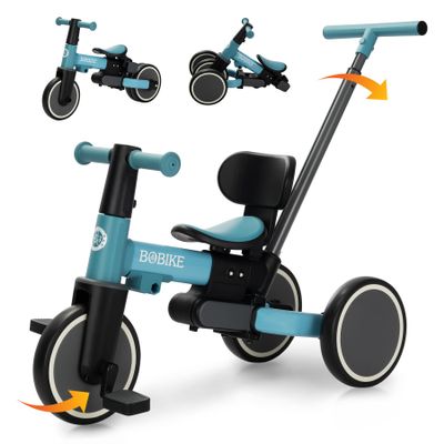 BoBike 5-in-1 Tricycle for Toddlers 18 Months to 5 Years, Kids Bike with Upgraded Pedals, Parent Push Handle, Balance Bike & Easy Assembly for Boys Girls (Sky Blue)