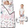 Personalized Toddler Nap Mat for Girls with Name Custom Butterfly Sleeping Bag with Blanket & Pillow, Soft Roll Up Nap Mat for Preschool, Daycare & Kindergarten view 1