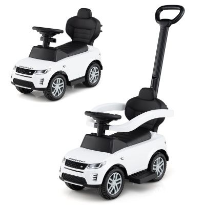 Costzon Push Car for Toddlers, 3 in 1 Land Rover Discovery Stroller Sliding Walking Car with Handle, Horn Sound, Underneath Storage, Armrest Guardrail, Foot-to-Floor Ride On Toy for Boys Girls (White)