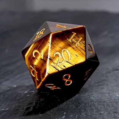 1PCS Gem D20 DND Dice - 25mm 20 Sided CrystalAmethyst D&D Dice for Dungeons and Dragons, RPG, Roleplaying Games MTG Table Games, Handmade Polyhedral Dice (Tiger Eye)