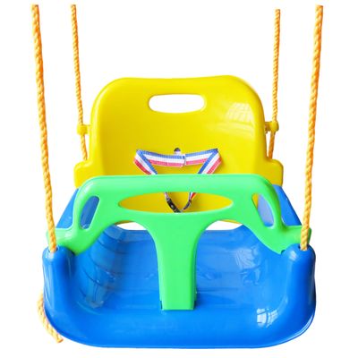 3-in-1 Infant to Teenager Swing Set Anti-flip Snug & Secure Detachable Children Outdoor Play Patio Garden(Color:Blue Chair+Green Handrail)