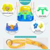 3-in-1 Infant to Teenager Swing Set Anti-flip Snug & Secure Detachable Children Outdoor Play Patio Garden(Color:Blue Chair+Green Handrail) view 3