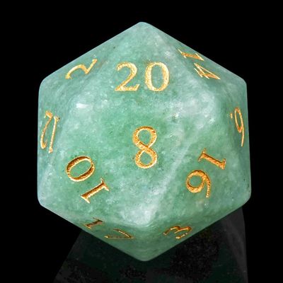 1PCS Gem D20 DND Dice - 25mm 20 Sided Crystal Green Aventurine D&D Dice for Dungeons and Dragons, RPG, Roleplaying Games MTG Table Games, Handmade Polyhedral Dice(Green Aventurine)