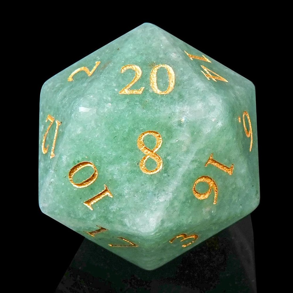 1PCS Gem D20 DND Dice - 25mm 20 Sided Crystal Green Aventurine D&D Dice for Dungeons and Dragons, RPG, Roleplaying Games MTG Table Games, Handmade Polyhedral Dice(Green Aventurine)