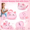 5 PCS Pink Sakura Cat Plush Stuffed Animal Family-19" Soft Pink Sakura Cat Plush, Large Mommy Plushies with 4 Baby Kittens Plushies, Kawaii Plush Toy Christmas Birthday Gifts for Kids Boys Girls view 3