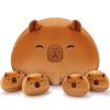 5 PCS Capybara Plush Stuffed Animal Family-19" Large Round Capybara Plush, Large Mommy Plushies with 4 Baby Plushie Toy for Kids, Kawaii Body Pillow Christmas Birthday Gifts for Kids Boys Girls view 1