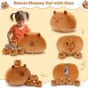 5 PCS Capybara Plush Stuffed Animal Family-19" Large Round Capybara Plush, Large Mommy Plushies with 4 Baby Plushie Toy for Kids, Kawaii Body Pillow Christmas Birthday Gifts for Kids Boys Girls view 3