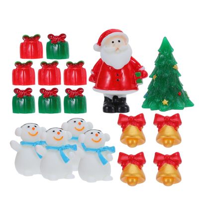 Healifty Christmas Micro Landscape Ornament, Miniature Xmas Tree Figurines, Snowman Resin Statues, Assorted Color, 18 Pieces