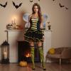 Prytgnsor Women Halloween Bee Costume Set Sleeveless Bumble Bee Cosplay Costume Theme Party Fancy Honeybee Queen Dress Set (Z-01, XL) view 3