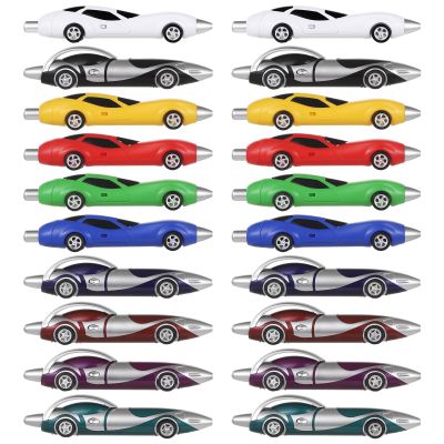 20 Piece Racing Car Pens Set, Colorful Office and Study Stationery with Rolling Wheels