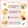 KDSFT Tea Party Set for Little Girls, Wooden Kids Tea Set with Teapot Cups Coasters Carrying Dessert, Picnic Outdoor Toys Pretend Play Kitchen Accessories for 3 4 5 Years Old view 2