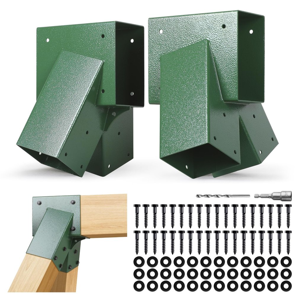 DOOTOO Heavy Duty Swing Set Bracket,2-Pack A Frame Swing Brackets Kit with Mounting Hardware-201 Stainless Steel,for 4"x4" (Actual 3.5"x3.5") Legs & 4"x6" (Actual 3.5"x5.5") Beam (Green)