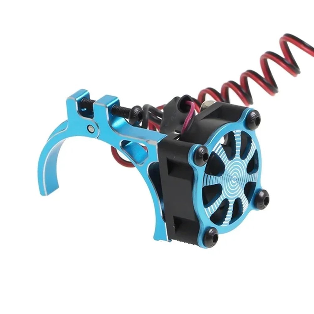540 550 3650 3660 Motor Heatsink Cooling Fan with Thermal Sensor for 1/8 1/10 RC Car for Axial SCX10 for Traxxas TRX4(Blue)