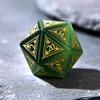 1PCS Gem D20 DND Dice - 25mm 20 Sided Crystal Cat Eye D&D Dice for Dungeons and Dragons, RPG, Roleplaying Games MTG Table Games, Handmade Polyhedral Dice(Pattern Green) view 1