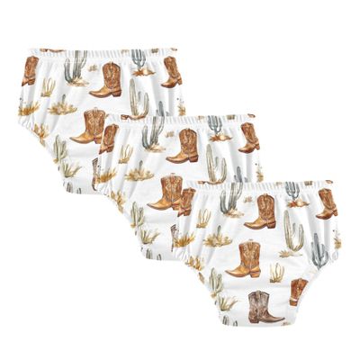 JUNZAN Western Cowboy Boho Cactus Boots Potty Training Underpants Breathable Cotton Training Pants Kids Boxer Briefs 4T