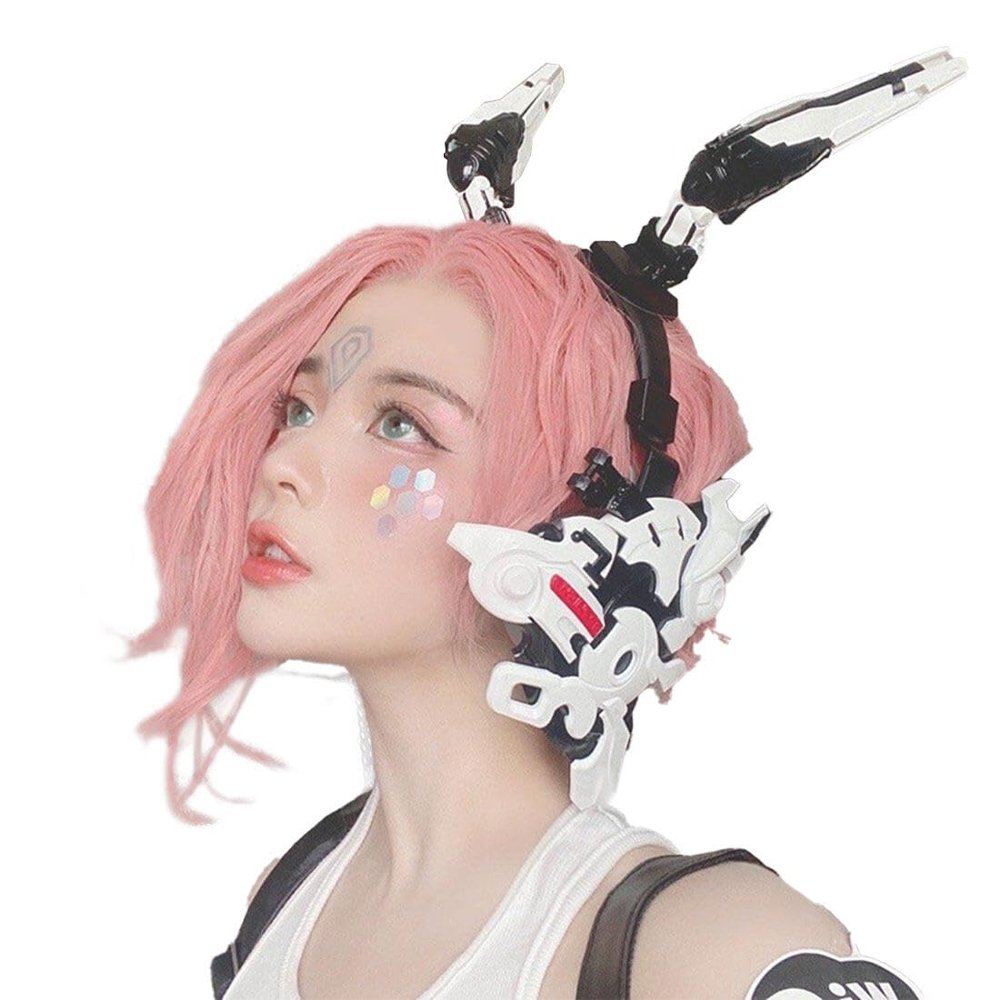 XURUYI Future Mechanical Punk Blue-tooth Headphone Cosplay Prop for Halloween Parties (White)