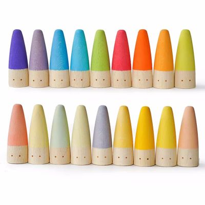 EUKVYQPX Montessori Wood Peg Dolls,Pretend Play People Figures,Preschool Learning Activities,Pointed Head Figure