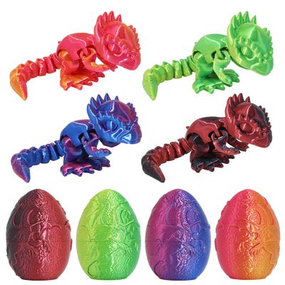 4PCS 3D Printed Dinosaur Animal Egg Set,Crystal Dinosaur Animals Egg Fidget Toy withDinosaur Inside Easter Halloween for Kids (4 Pcs Dinosaur)