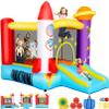 Whubefy Inflatable Bounce House with Slide for Kids, Indoor Outdoor Family Fun with Jumping Area, Throw Ball Game, Fun Photography & Basketball Rim, 106 x 71 x 83 Rocket Astronaut Theme Bouncy Castle view 1