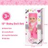 12" Baby Doll With Bear Pattern Backpack Carrier In Gift Box,12 Inch Realistic Baby Dolls With Clothes And Accessories Hanky Pacifier Bottle Pretend Baby Care Toy Collection For Child Toddler 3+ Gifts view 3
