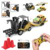 seveclotree 1/64 RC Forklift Toy,Toys for 6 7 8 9 Year Old Kids Boys,2 in 1 Transformable Lift Fork & Hook with Lights & Sounds,Remote Control Car with Trailer,RC Construction Toys Kids Gifts view 1