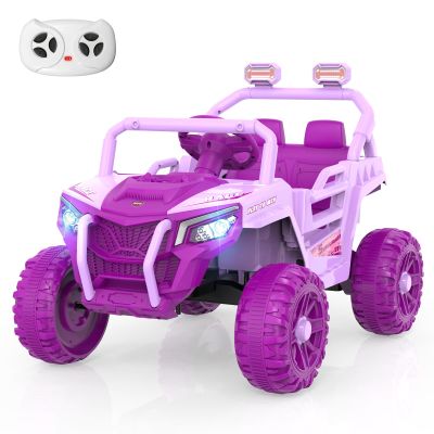 MINIATURE MOTORS 12V Kids Ride on Truck Car Remote Control, Electric Off-Road UTV for Toddlers Bluetooth USB Music, Suspension System Safety Belt, Kids Electric Vehicles Gift for Boys & Girls-Pink