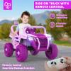 MINIATURE MOTORS 12V Kids Ride on Truck Car Remote Control, Electric Off-Road UTV for Toddlers Bluetooth USB Music, Suspension System Safety Belt, Kids Electric Vehicles Gift for Boys & Girls-Pink view 2