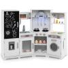 Costzon Corner Play Kitchen w/Lights, Sounds, Large Pretend Play Kitchen Set w/Blackboard, Microwave, Cooking Accessories, Wooden Montessori Sensory Toy for Kids 3+ Years Old (White) view 1