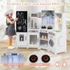 Costzon Corner Play Kitchen w/Lights, Sounds, Large Pretend Play Kitchen Set w/Blackboard, Microwave, Cooking Accessories, Wooden Montessori Sensory Toy for Kids 3+ Years Old (White) view 3