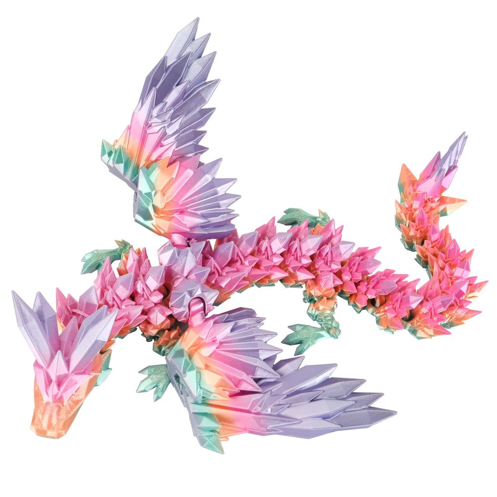 critigulf 18 inch Large Articulated 3D Printed Dragon with Wings and Egg  Mutil Colors  Giant Flying Toy Inside  Toothless Style Collectible for Kids and Adults (Candy)