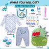 12 Pcs Reborn Baby Doll Clothes Set for 17-22 Inch Babydolls, Dinosaur Reborn Baby Doll Accessories and Clothes with Plush-Finish Backpack, Dinosaur Trousers, and Bib for Realistic Babydolls, Green view 2