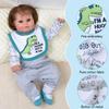 12 Pcs Reborn Baby Doll Clothes Set for 17-22 Inch Babydolls, Dinosaur Reborn Baby Doll Accessories and Clothes with Plush-Finish Backpack, Dinosaur Trousers, and Bib for Realistic Babydolls, Green view 3