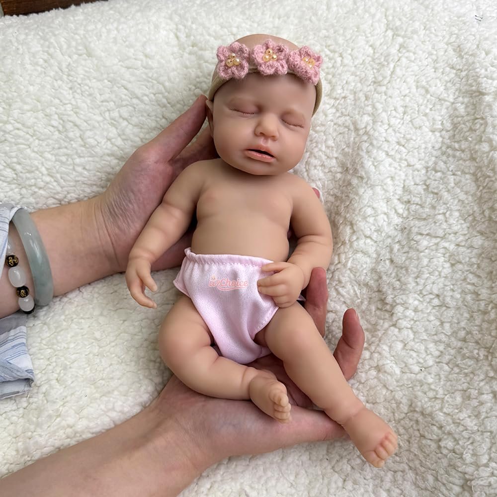 12 inch Open Mouth Soft Full Body Silicone Reborn Baby Dolls That Look Real Sleeping Newborn Girl Doll Handmade Toy for Kids