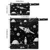 DJYQBFA 2-Pack Waterproof Wet Dry Bags for Swimsuits & Travel - Large & Small Sizes with Snap Handles, Lightweight Cartoon Planet Rocket Print Polyester Bags (11.8"x13.5" + 8.7"x5.1") view 2