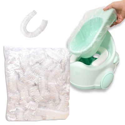 100Pcs Sturdy Disposable Potty Liners for Toddlers Convenient Potty Bags with Elastic Summer Potty Training Toilet Seat Covers for Toddlers Kids Baby(Clear)