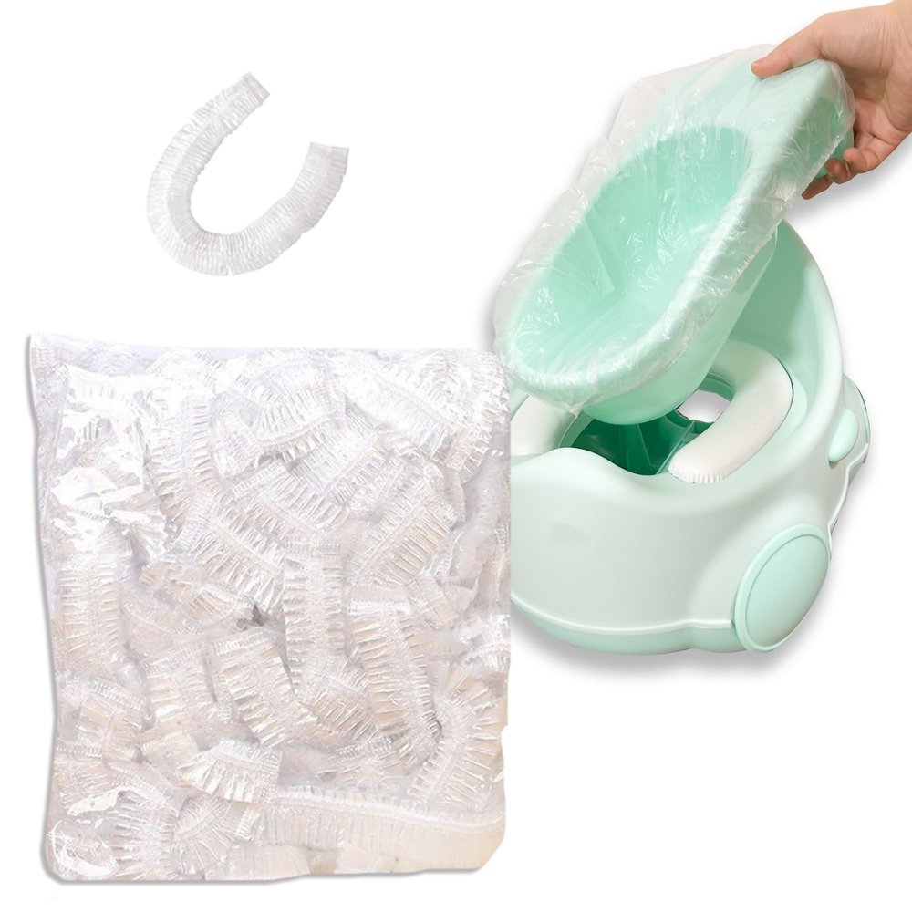 100Pcs Sturdy Disposable Potty Liners for Toddlers Convenient Potty Bags with Elastic Summer Potty Training Toilet Seat Covers for Toddlers Kids Baby(Clear)