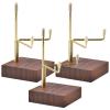 byepica 3-Piece Adjustable Display Stands with Golden Metal Arms & Wooden Base for Plates, Artwork, and Collectibles view 1
