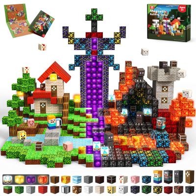 200 PCS Magnetic Blocks with Light Blocks - Easter Magnet Toys for Kids, Boys and Girls, Magnetic Building Blocks Cubes, Stacking Magnets for Kids, for Boys and Girls Age 3+ Years Old