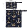 DJYQBFA 2-Pack Waterproof Wet Dry Bags for Swimsuits & Travel - Large & Small Sizes with Snap Handles, Lightweight Nautical Anchor Pattern Print Polyester Bags (11.8"x13.5" + 8.7"x5.1") view 2