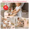 ROBUD Wooden Dishwasher Playset, Play Kitchen Set, Toy Dishwasher for Kids, Pretend Toddlers Kitchen Toy with Storage Baskets, Plates, Bowls and Detergent, Gift for Boys & Girls, Age 3+ (Pink) view 2