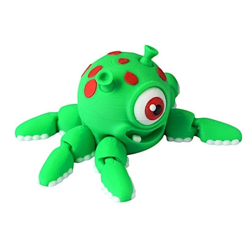 3D Printed Articulating Octopus Fidget Toy,Cute 3D Printed Animals,Fun Desk Decor,Unique Ocean Lovers Gifts (Green Cute Octopus)