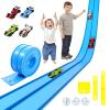 Flexible Race Car Track, 16.4ft Car Track for Kids with Suction Cups, Rolls Up Portable Racetrack for Kids 3+ Years Old view 1