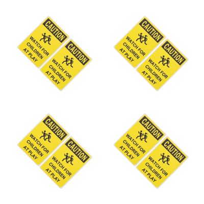 LOGOFUN 8PCS Children Playing Caution Sign Slow Kids Safety Warning Plate for Neighborhoods Schools Parks Driveways Outdoor Supplies